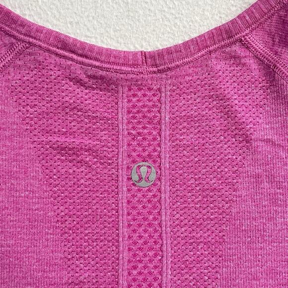 Lululemon Women Heathered Zing Pink Light Swiftly Tech Short Sleeve V-Neck Top 6 - Picture 5 of 6